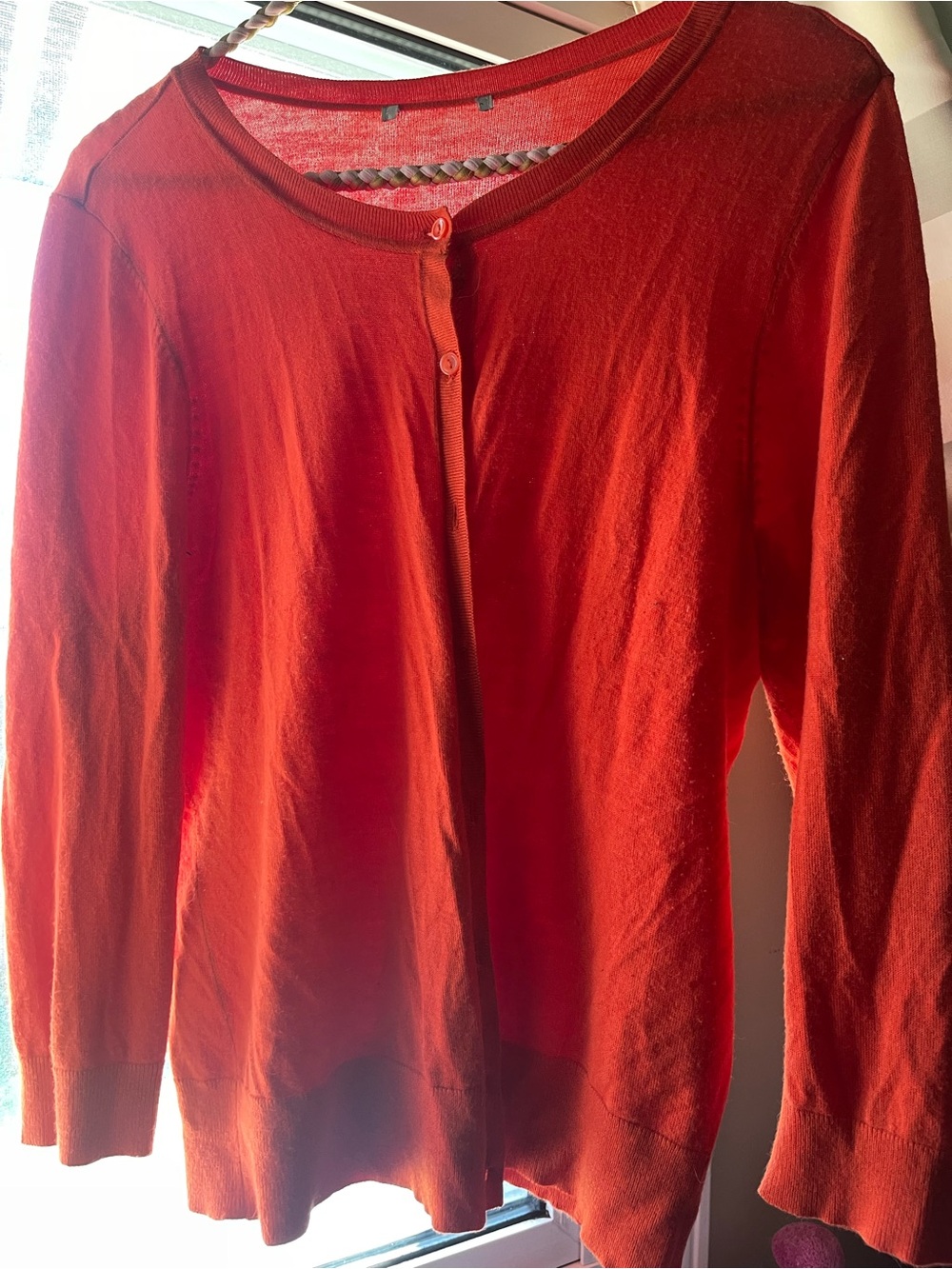 Orange Lightweight Button-Front Cardigan